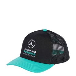 CZAPKA Z PŁASKIM DASZKIEM MERCEDES-AMG PETRONAS FORMULA 1 TEAM DNA. Czarne czapki z daszkiem damskie Adidas, bez wzorów, z elastanu. Za 149.00 zł.