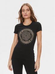 Guess T-Shirt Camelia W4RI47 J1314 Czarny Slim Fit. Czarne t-shirty damskie Guess, s, z aplikacjami, z bawełny, bez kołnierzyka. Za 139.99 zł.