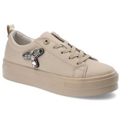 Beżowe Sneakersy Filippo Modne Obuwie Damskie. Brązowe obuwie sportowe damskie Filippo, na wiosnę, z gumy, bez zapięcia. Za 169.00 zł.