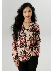 Aniston Bluzka w kolorze beżowo-brązowo-czarnym rozmiar: 44. Brązowe bluzki damskie Aniston, bez wzorów, z wiskozy, bez kołnierzyka, bez ramiączek. Za 86.99 zł.