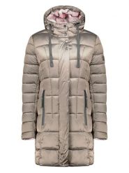 Geographical Norway Płaszcz pikowany "Bulli" w kolorze szarobrązowym rozmiar: L. Brązowe płaszcze damskie Geographical Norway, l, bez wzorów, bez kaptura. Za 203.45 zł.