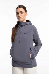 DAMSKA KURTKA Jack Wolfskin Jacket PRELIGHT OVERHEAD W 1307581-6-XS. Szare kurtki damskie Jack Wolfskin, uniwersalny, bez wzorów, z dresówki, bez kaptura. Za 519.00 zł.