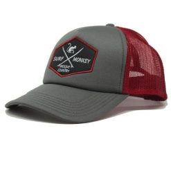 Czapka Trucker z wyściółką / Rozmiar uniwersalny (Szary/Czerwony). Szare czapki z daszkiem damskie SURF MONKEY, z aplikacjami, z poliesteru. Za 159.95 zł.