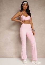 Różowe Spodnie Dzwony Legginsy High Waist Onellin. Czerwone legginsy damskie Renee, s, bez wzorów, z jeansu. Za 49.99 zł.