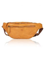 Bellicci Skórzana saszetka "Charmaine" w kolorze musztardowym - 40 x 17 x 6 cm rozmiar: onesize. Brązowe nerki i saszetki damskie Bellicci, bez wzorów, z materiału. Za 188.85 zł.