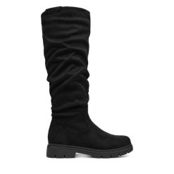 Kozaki Go Soft. Czarne kozaki damskie GO SOFT, bez obcasa, na płaskiej podeszwie, bez zapięcia. Za 249.99 zł.