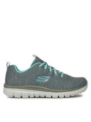 Skechers Sneakersy Twisted Fortune 12614/GYMN Szary. Szare obuwie sportowe damskie Skechers, z materiału, bez zapięcia. Za 179.99 zł.