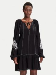 Desigual Sukienka codzienna Silvianegro 25WWVW19 Czarny Loose Fit. Czarne sukienki damskie Desigual, bez wzorów, z wiskozy, bez ramiączek. Za 459.99 zł.
