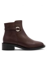 Gino Rossi Botki DORIS-110394 Brązowy. Brązowe botki damskie Gino Rossi, ze skóry, bez obcasa, na płaskiej podeszwie, bez zapięcia. Za 359.99 zł.