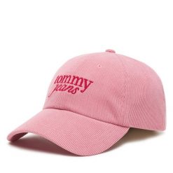 Czapka z daszkiem Tommy Jeans. Czerwone czapki z daszkiem damskie Tommy Jeans, bez wzorów, z jeansu. Za 104.99 zł.