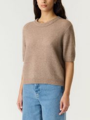 YAS Koszulka "Johi" w kolorze beżowym rozmiar: XL. Brązowe bluzki damskie YAS, xl, bez wzorów, bez kołnierzyka, bez ramiączek. Za 164.95 zł.