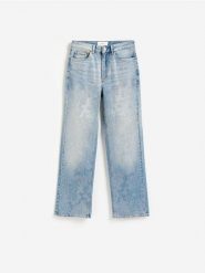 Jeansy straight ze strassem - niebieski. Niebieskie jeansy damskie Reserved. Za 279.99 zł.