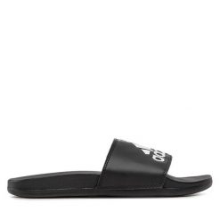 Klapki adidas. Czarne klapki damskie Adidas, bez wzorów, bez obcasa, bez zapięcia. Za 129.99 zł.