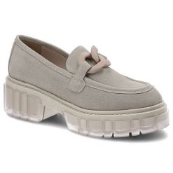 Półbuty damskie Karino, naturalna skóra zamszowa z gładką cholewką i masywną transparentną podeszwą, bez, 4269-001-P. Brązowe półbuty damskie Karino, bez wzorów, ze skóry, bez obcasa, bez zapięcia. Za 319.00 zł.