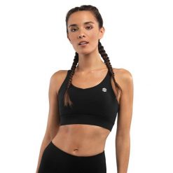Stanik sportowy Fitness Damski Pacemaker- Wysokie wsparcie. Czarne biustonosze sportowe damskie SIROKO, bez wzorów, z nylonu. Za 105.00 zł.