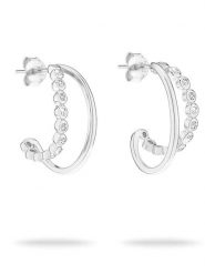 Tamaris Srebrne kolczyki-półkreole z cyrkoniami rozmiar: onesize. Szare kolczyki damskie Tamaris, z cyrkonią, srebrne. Za 192.79 zł.