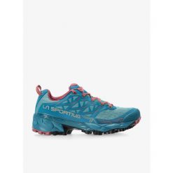 Buty trailowe damskie La Sportiva Akyra. Czerwone obuwie sportowe damskie La Sportiva, z materiału, bez zapięcia, do biegania. Za 788.55 zł.