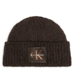 Czapka Calvin Klein. Brązowe czapki damskie Calvin Klein, na zimę, bez wzorów. Za 209.99 zł.