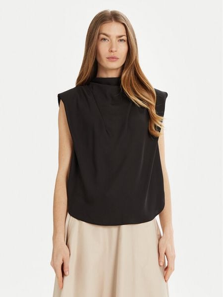 Marella Bluzka Armanda 2513161023 Czarny Regular Fit. Czarne bluzki damskie Marella, bez wzorów, z syntetyku, bez kołnierzyka, bez ramiączek. Za 399.99 zł.