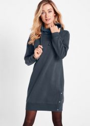 Sukienka dresowa z czystej bawełny. Niebieskie sukienki damskie bonprix, bez wzorów, z bawełny, bez ramiączek. Za 149.99 zł.