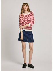 Pepe Jeans Sweter "Poppy" w kolorze czerwono-białym rozmiar: XS. Czerwone swetry klasyczne damskie Pepe Jeans, xs, z bawełny, bez kołnierzyka. Za 118.56 zł.