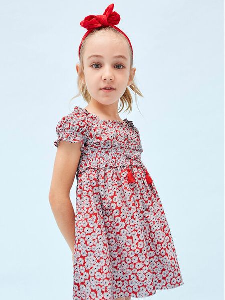 Mayoral Sukienka codzienna 3924 Czerwony. Czerwone sukienki dziewczęce Mayoral, bez wzorów, z bawełny, bez ramiączek, proste. Za 169.99 zł.