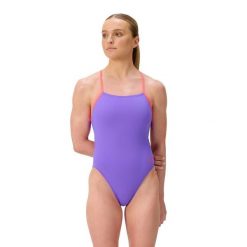 Strój kąpielowy damski Speedo Fl Solid Tie Back Af. Niebieskie stroje jednoczęściowe Speedo, bez wzorów, z materiału. Za 239.99 zł.