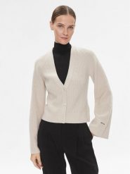 Calvin Klein Kardigan K20K206275 Beżowy Regular Fit. Brązowe kardigany damskie Calvin Klein, xs, bez wzorów, z wełny. Za 959.99 zł.