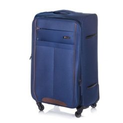 Walizka miękka średnia M Solier STL1311 granatowo-brązowa. Brązowe walizki Solier, bez wzorów, z materiału, małe. Za 199.99 zł.