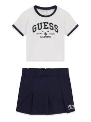 Guess Kids Top 181321 Biały Classic Fit. Białe koszulki i t-shirty dziewczęce Guess Kids, z aplikacjami, bez kołnierzyka, bez ramiączek. Za 209.99 zł.