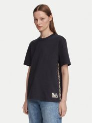 Barbour T-Shirt Fawne LML0938NY99 Granatowy Regular Fit. Niebieskie t-shirty damskie Barbour, bez wzorów, z bawełny, bez kołnierzyka. Za 264.99 zł.