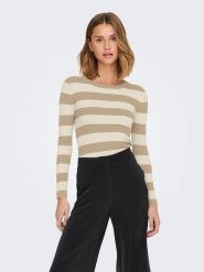 JDY Sweter "Plum" w kolorze beżowo-jasnoróżowym rozmiar: XL. Brązowe swetry klasyczne damskie JDY, xl, prążkowane, bez kołnierzyka. Za 70.24 zł.