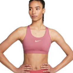 Biustonosz damski stanik sportowy Nike Femme. Czerwone biustonosze sportowe damskie Nike, bez wzorów. Za 42.18 zł.