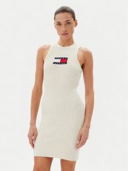 Tommy Jeans Sukienka dzianinowa DW0DW20877 Écru Slim Fit. Sukienki damskie Tommy Jeans, bez wzorów, z dzianiny, bez ramiączek. Za 469.99 zł.