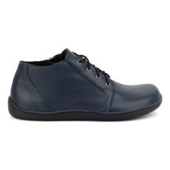 Olivier Buty damskie skórzane Barefoot lekko ocieplone za kostkę z zamkiem 787 granatowe niebieskie. Niebieskie botki damskie ze skóry, za kostkę, bez obcasa, na płaskiej podeszwie, bez zapięcia. Za 499.18 zł.