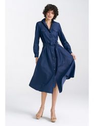 Nife Sukienka w kolorze granatowym rozmiar: 42. Niebieskie sukienki damskie Nife, bez wzorów, z tkaniny, bez ramiączek. Za 262.45 zł.