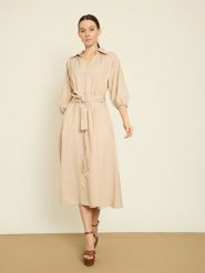 BGN Sukienka w kolorze beżowym rozmiar: 34. Brązowe sukienki damskie BGN, bez wzorów, z tkaniny, bez ramiączek. Za 143.99 zł.