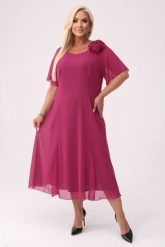 Elegancka szyfonowa sukienka Catalina w kolorze głębokiej fuksji na wesele PLUS SIZE XXL. Czerwone sukienki damskie Moda Size Plus Iwanek, bez wzorów, z materiału, eleganckie, bez ramiączek. Za 399.90 zł.