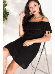 Milan Kiss Sukienka w kolorze czarnym rozmiar: L. Czarne sukienki damskie Milan Kiss, z aplikacjami, z bawełny, bez ramiączek. Za 119.12 zł.