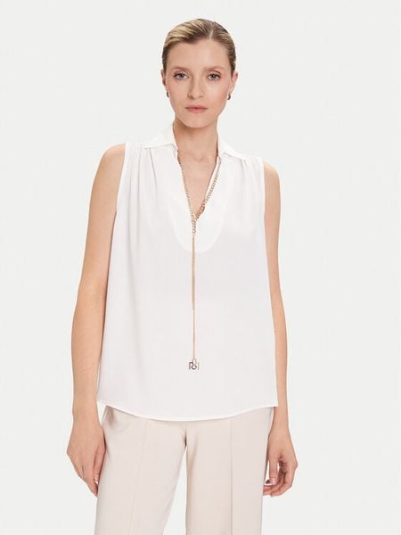 Rinascimento Bluzka CFC0125726003 Biały Regular Fit. Białe bluzki damskie Rinascimento, s, bez wzorów, z syntetyku, bez kołnierzyka, bez ramiączek. Za 259.99 zł.