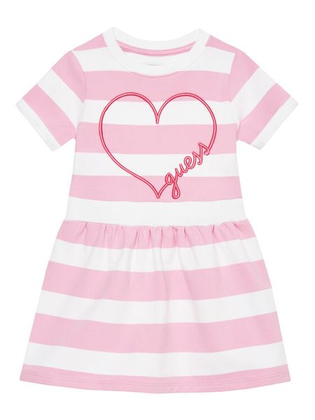 Guess Sukienka codzienna K5GK28 KBOR4 Różowy Regular Fit. Czerwone sukienki dziewczęce Guess, z aplikacjami, z bawełny, bez ramiączek, proste. Za 99.99 zł.