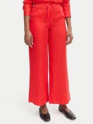 Tommy Hilfiger Spodnie materiałowe WW0WW48970 Czerwony Wide Leg. Czerwone spodnie materiałowe damskie Tommy Hilfiger, bez wzorów, ze lnu. Za 489.99 zł.