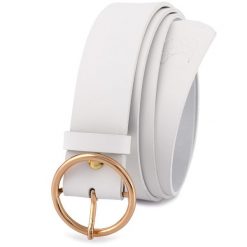 Pasek skórzany BELTIMORE r.105-120 cm B87 biały. Białe paski damskie bez wzorów. Za 49.90 zł.