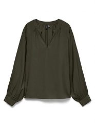 Vero Moda Bluzka w kolorze khaki rozmiar: XS. Brązowe bluzki damskie Vero Moda, xs, bez wzorów, bez kołnierzyka, bez ramiączek. Za 109.95 zł.