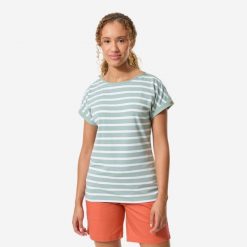 Koszulka marynarska żeglarska damska Decathlon Sailing 100 krótki rękaw. Białe bluzki damskie TRIBORD, l, bez wzorów, z bawełny, sportowe, bez kołnierzyka, bez ramiączek. Za 69.99 zł.