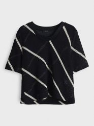 OPUS Sweter "Gemukki" w kolorze czarno-białym rozmiar: 40. Czarne swetry klasyczne damskie Opus, bez kołnierzyka. Za 148.95 zł.