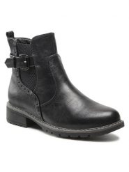 Clara Barson Botki WYL3172-1 Czarny. Czarne botki damskie Clara Barson, ze skóry, bez obcasa, na płaskiej podeszwie, bez zapięcia. Za 119.99 zł.