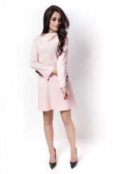 Różowa Sukienka Wizytowa z Kokardkami na Rękawach. Czerwone sukienki damskie Ivon, bez wzorów, z elastanu, wizytowe, bez ramiączek. Za 139.90 zł.