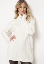 Jasnobeżowy Klasyczny Golf o Pudełkowym Kroju Deritha. Brązowe golfy damskie Born2be, m, z aplikacjami, z jeansu, bez ramiączek. Za 129.99 zł.