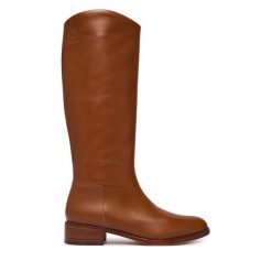 Kozaki LAUREN RALPH LAUREN. Brązowe kozaki damskie Lauren Ralph Lauren, bez obcasa, na płaskiej podeszwie, bez zapięcia. Za 1,599.00 zł.